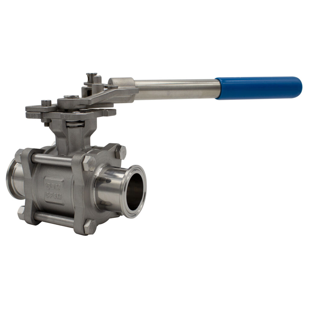 stainless steel 3 piece socket weld ball valve with lever handle