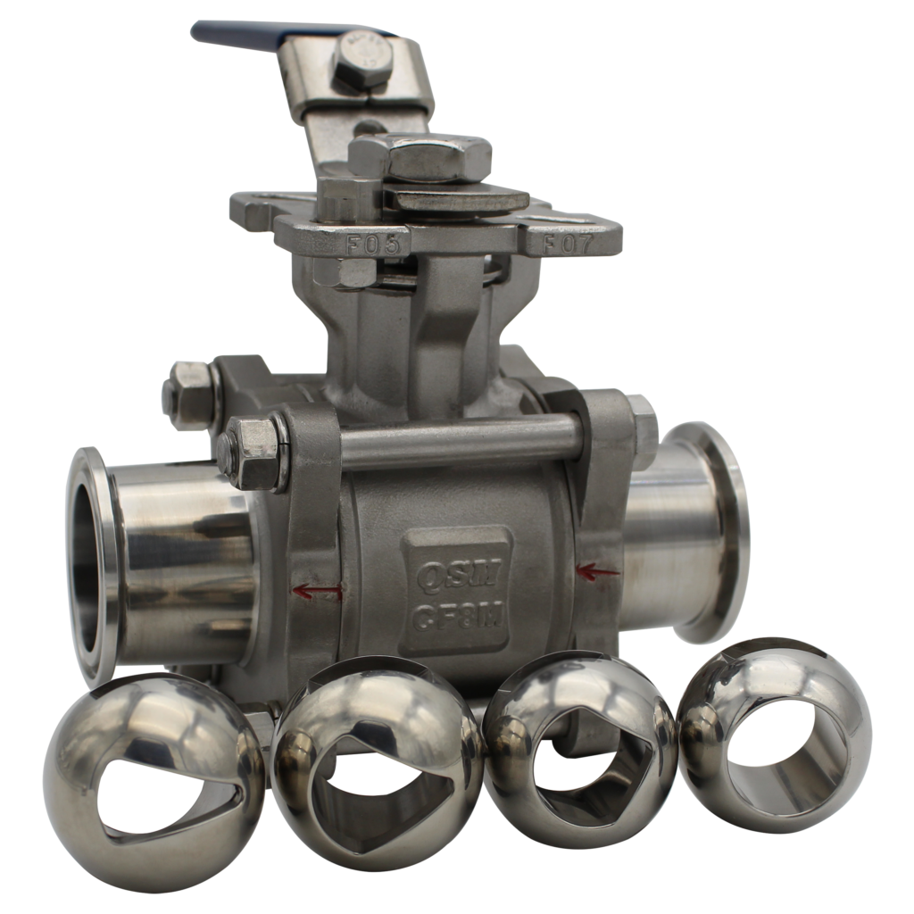 stainless steel sanitary v port ball valve with tri clamp connections