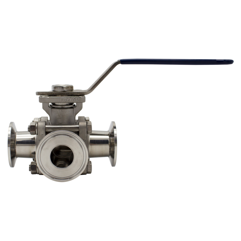 stainless steel 3 way sanitary ball valve with tri clamp connections