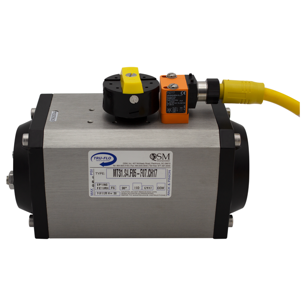 pneumatic valve actuator with position sensor and feedback control