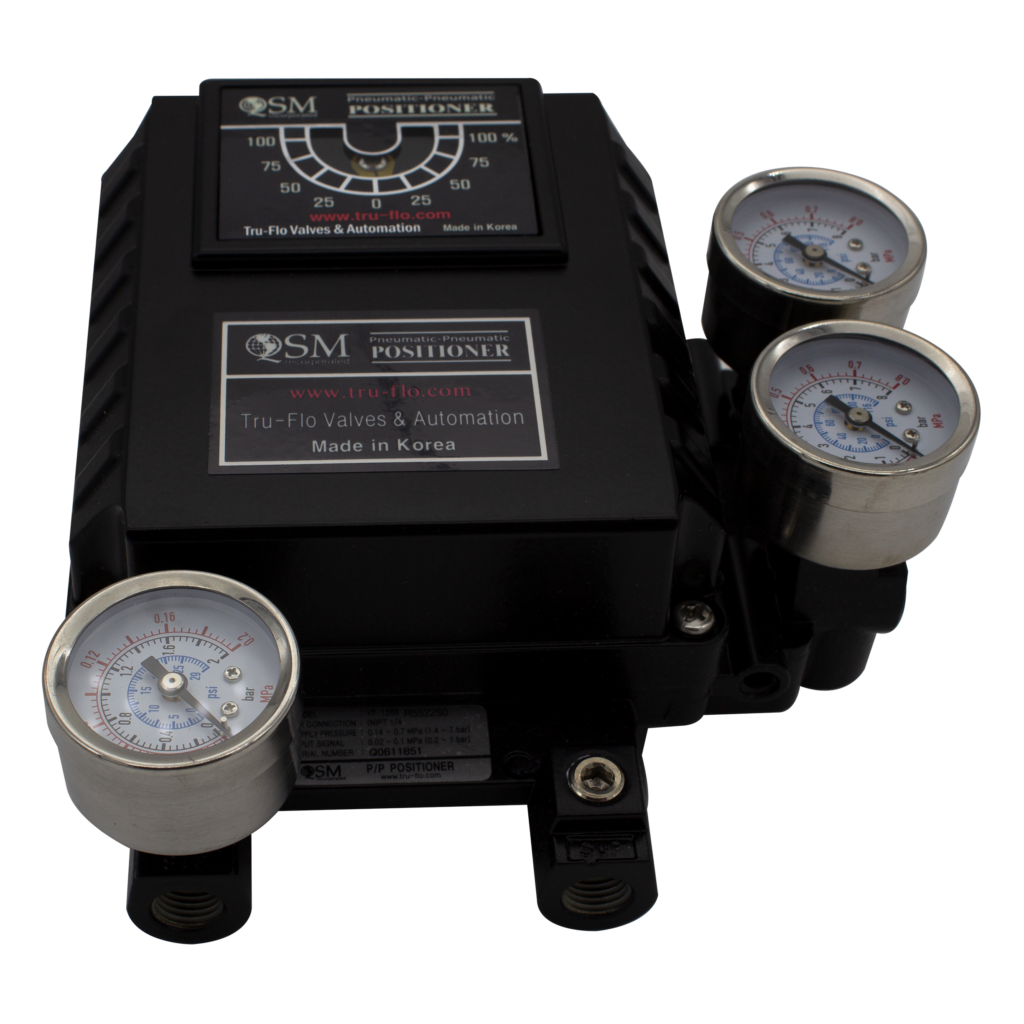 pneumatic valve positioner with pressure gauges for precise flow control