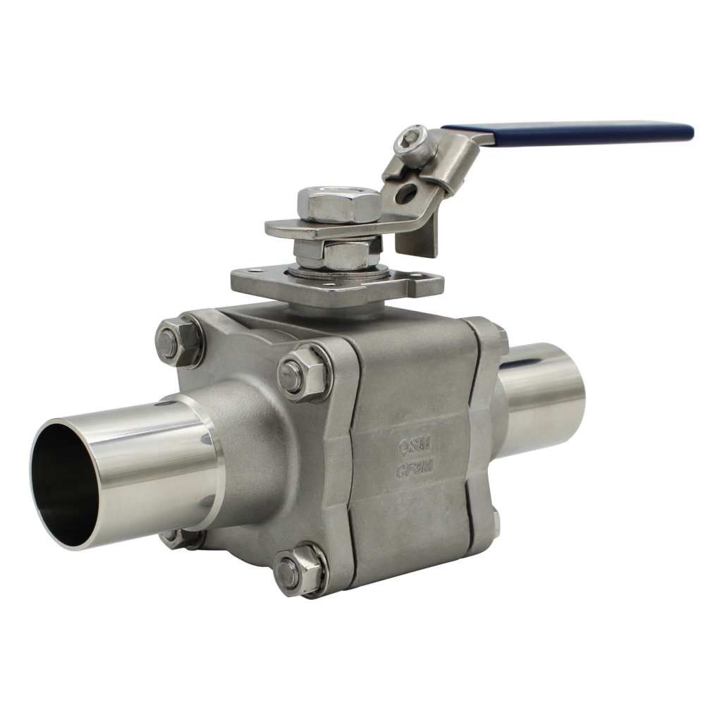 Stainless steel butterfly valve with extended neck for insulated piping and industrial flow control